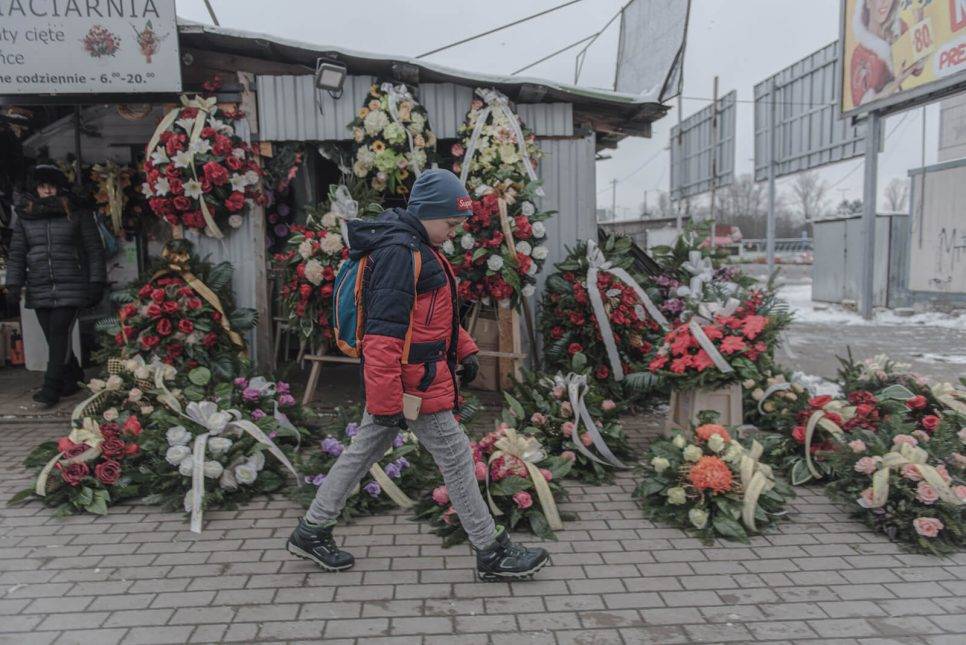 Twelve-year-old German Schastny on his way to his new school in Bialystok, Poland. German and his father Alexander were forced to leave Belarus in November 2020 and move to Ukraine after the arrest of German’s mother, Irina Schastnaya. Photo: Pasha Kritchko