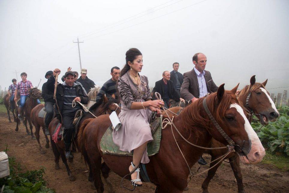A traditional procession of the newly-engaged during the summer festival. Photo: Natela Grigalashvili