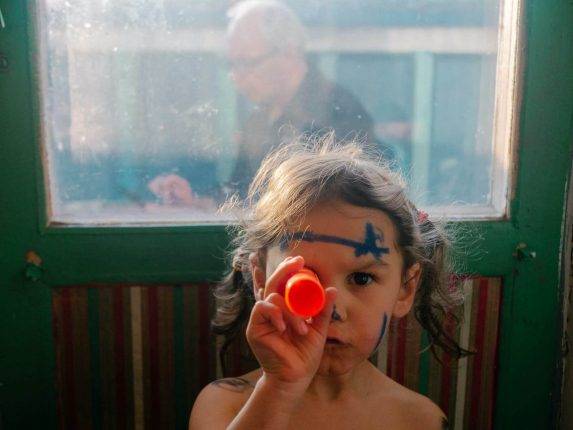 Amelia playing pirate when visiting her grandparents. Photo: Katerina Shosheva