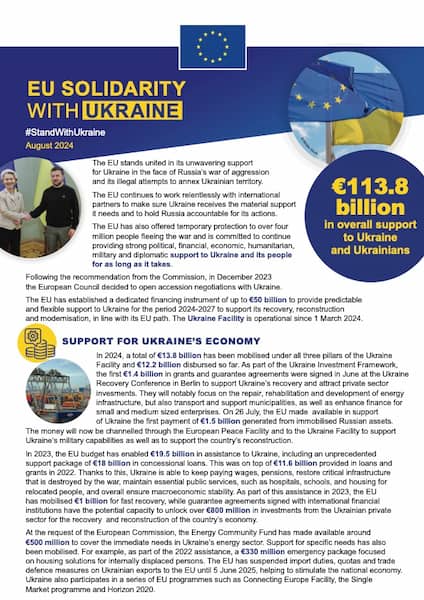🇺🇦 EU solidarity with Ukraine - August 2024
